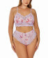 Фото #1 товара Plus Size 2Pc. Brushed Lingerie Set Trimmed in Elegant Soft Lace