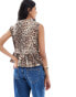 Фото #3 товара ASOS DESIGN sleeveless tie front top in animal print