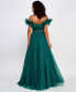 Фото #2 товара Juniors' Ruffled-Neckline Shimmering Ball Gown, Created for Macy's