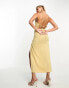 Фото #4 товара In The Style exclusive satin cowl neck tie back maxi dress in gold