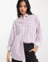 Фото #2 товара Wednesday's Girl oversized boyfriend poplin shirt in purple stripe