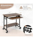 Фото #2 товара Rolling Laptop Table with Pull-out Keyboard Tray and Hooks-Rustic Brown