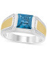 ფოტო #1 პროდუქტის Men's London Blue Topaz (2-1/2 ct. t.w.) & Diamond (1/4 ct. t.w.) Ring in Sterling Silver & 14k Gold-Plate