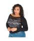 ფოტო #1 პროდუქტის Women's Plus Size Curvy-Fit Lace Ponte Pullover Neck Tops