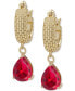 Фото #1 товара Lab Grown Ruby Pear Dangle Textured Hoop Earrings (2 ct. t.w.) in 14k Gold-Plated Sterling Silver