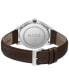 Men's Elite Quartz Brown Leather Strap Watch 41mm