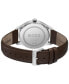 Фото #3 товара Men's Elite Quartz Brown Leather Strap Watch 41mm