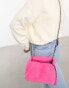 Фото #1 товара Claudia Canova mini grab bag with cross body strap in pink faux fur