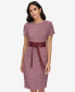 ფოტო #1 პროდუქტის Women's Short-Sleeve Belted Sheath Dress