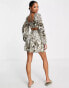 Фото #4 товара ASOS DESIGN Petite long sleeve cut out mini dress in leopard print