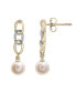 ფოტო #1 პროდუქტის Cultured Freshwater Pearl (6mm) & Diamond Accent Dangling Earrings in Sterling Silver