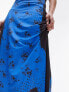 Topshop tromp l'oeil tube jersey maxi skirt in blue floral 40 - фото #9