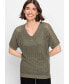 ფოტო #1 პროდუქტის Women's Linen Blend Short Sleeve Open Knit Pullover