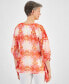Фото #2 товара Women's Lace-Up V-Neck Asymmetic-Hem Poncho Top, Created for Macy's