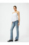 Фото #2 товара İspanyol Paça Kot Pantolon Yırtmaç Detaylı Dar Kesim Yüksek Bel - Victoria Slim Jeans