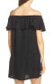 Фото #2 товара Tommy Bahama Womens Off the Shoulder Cover-Up Dress Swimwear in Black Size Small