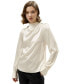 Asymmetrical Silk Blouse with Puff Sleeves for Women