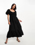 Фото #1 товара New Look puff sleeve shirred top midi dress in black