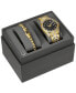ფოტო #6 პროდუქტის Men's Classic Crystal Gold-Tone Stainless Steel Bracelet Watch Box Set 43mm