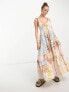 ASOS DESIGN shirred maxi sundress with tiers in abstract print