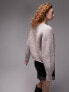 Topshop knitted rolled hem cardi in mink