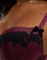 New Look satin embroidered bra in burgandy