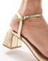 Glamorous low block heeled sandals in gold