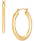 ფოტო #3 პროდუქტის Polished Oval-Tube Round Medium Hoop Earrings in 14k Gold, 1"
