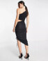 & Other Stories – One-Shoulder-Midikleid in Schwarz mit seitlichem Cut-out