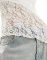 Фото #4 товара ASOS DESIGN slash neck spliced lace top in ivory