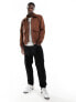 River Island suedette bomber jacket in brown