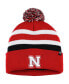 Men's Scarlet Nebraska Huskers State Line Cuffed Knit Hat with Pom
