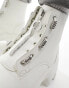 Фото #2 товара ASOS DESIGN chunky boots in white faux leather with zip detailing