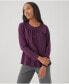 ფოტო #1 პროდუქტის Organic Cotton Relaxed Slub Gathered Long Sleeve Top