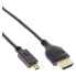 Фото #1 товара InLine High Speed HDMI Cable with Ethernet - AM/DM - super slim - black/gold - 0.5m