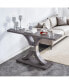 Gray Wood Foyer Table With Stainless Steel Bracket