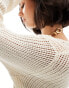 Mango oversized open weave jumper in white