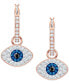 ფოტო #2 პროდუქტის Rose Gold-Tone Crystal Evil Eye Small Hoop Earrings s