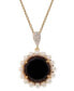 ფოტო #1 პროდუქტის Onyx, Freshwater Pearl (3mm) & White Topaz Accent 18" Pendant Necklace in 14k Gold-Plated Sterling Silver
