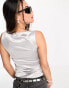 Weekday Annie metallic tank top in silver