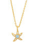 ფოტო #1 პროდუქტის Blue Topaz (1/10 ct. t.w.) & Lab-Grown White Sapphire (1/10 ct. t.w.) Starfish 18" Pendant Necklace in 14k Gold-Plated Sterling Silver