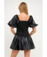 ფოტო #4 პროდუქტის Women's PU leather Smocked Balloon Detail Mini Dress