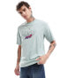 HUGO Blue nassano t-shirt in light green with logo chest print