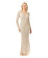 Women's - Fitted Long Sleeve Beaded Gown