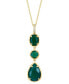 ფოტო #3 პროდუქტის EFFY® Green Onyx & Diamond Accent Triple Stone 18" Pendant Necklace in 14k Gold