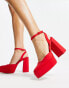 Фото #2 товара Туфли Stradivarius Red Satin Plateaus