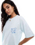 ASOS DESIGN oversized t-shirt with Santorini graphic in baby blue