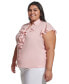 Plus Size Ruffle-Front Cap-Sleeve Top