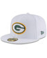 ფოტო #1 პროდუქტის Men's White Green Bay Packers Omaha 59FIFTY Fitted Hat