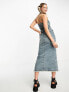 Фото #2 товара Stradivarius STR denim bandeau midi dress in medium wash blue